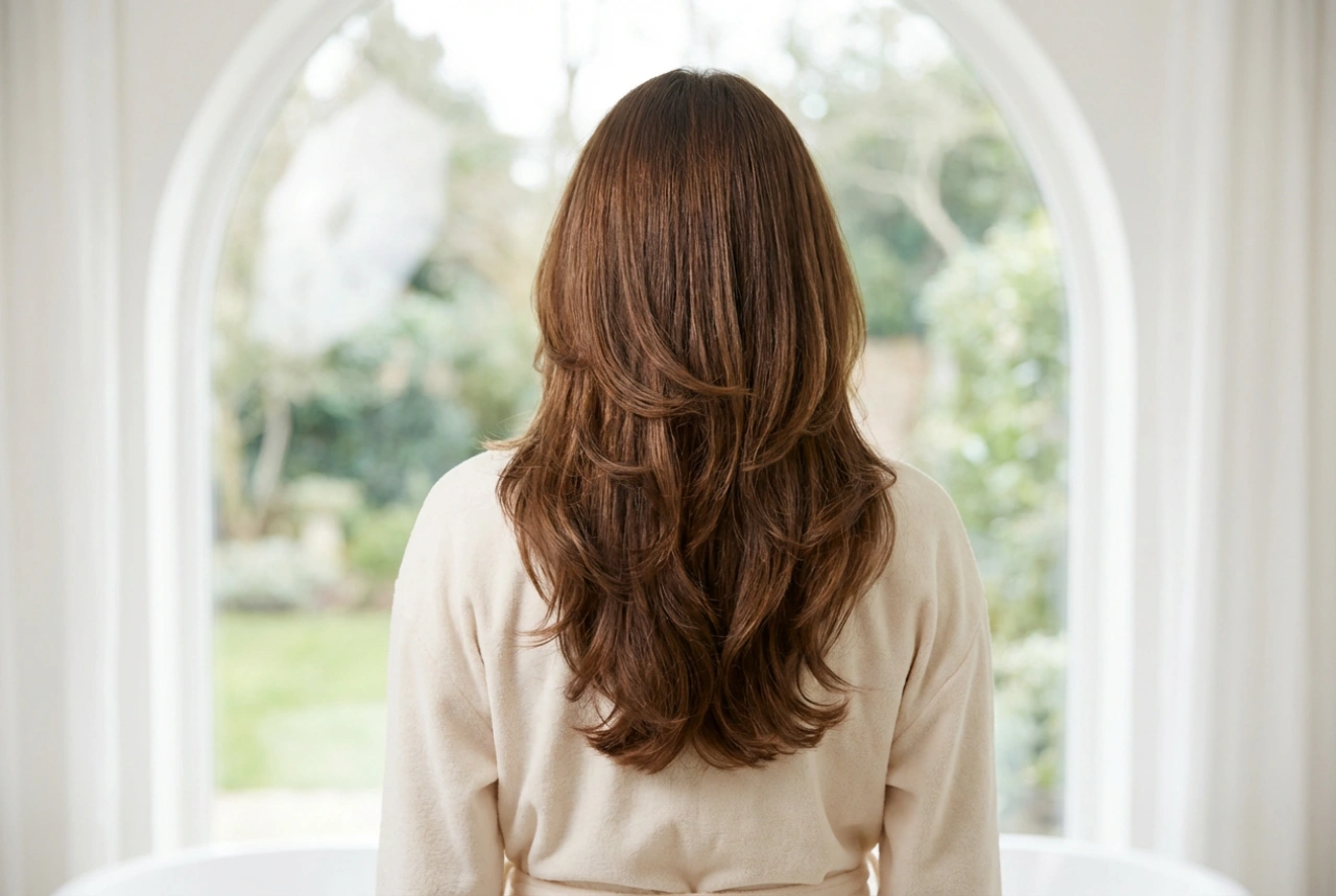 Дълга етажирана коса с бретон: съчетаване на пластове и стилизиране