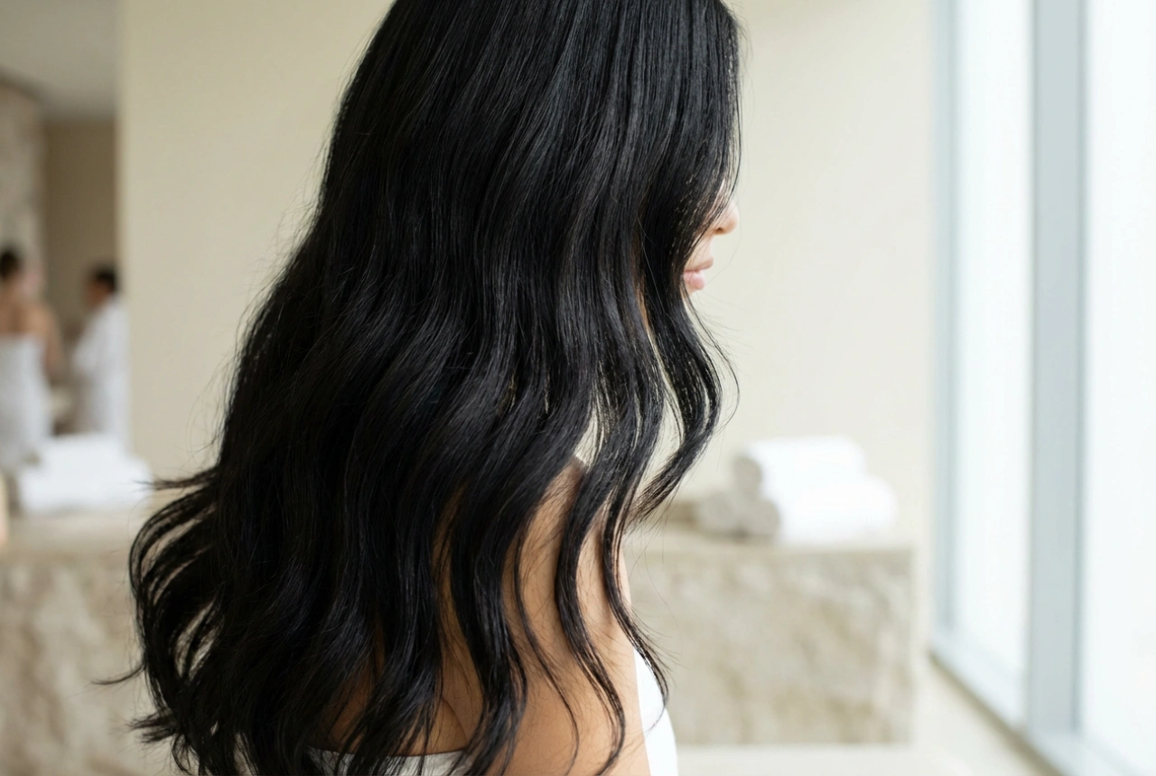 Стилизиране и лекота: дълга черна коса без ефект на каска