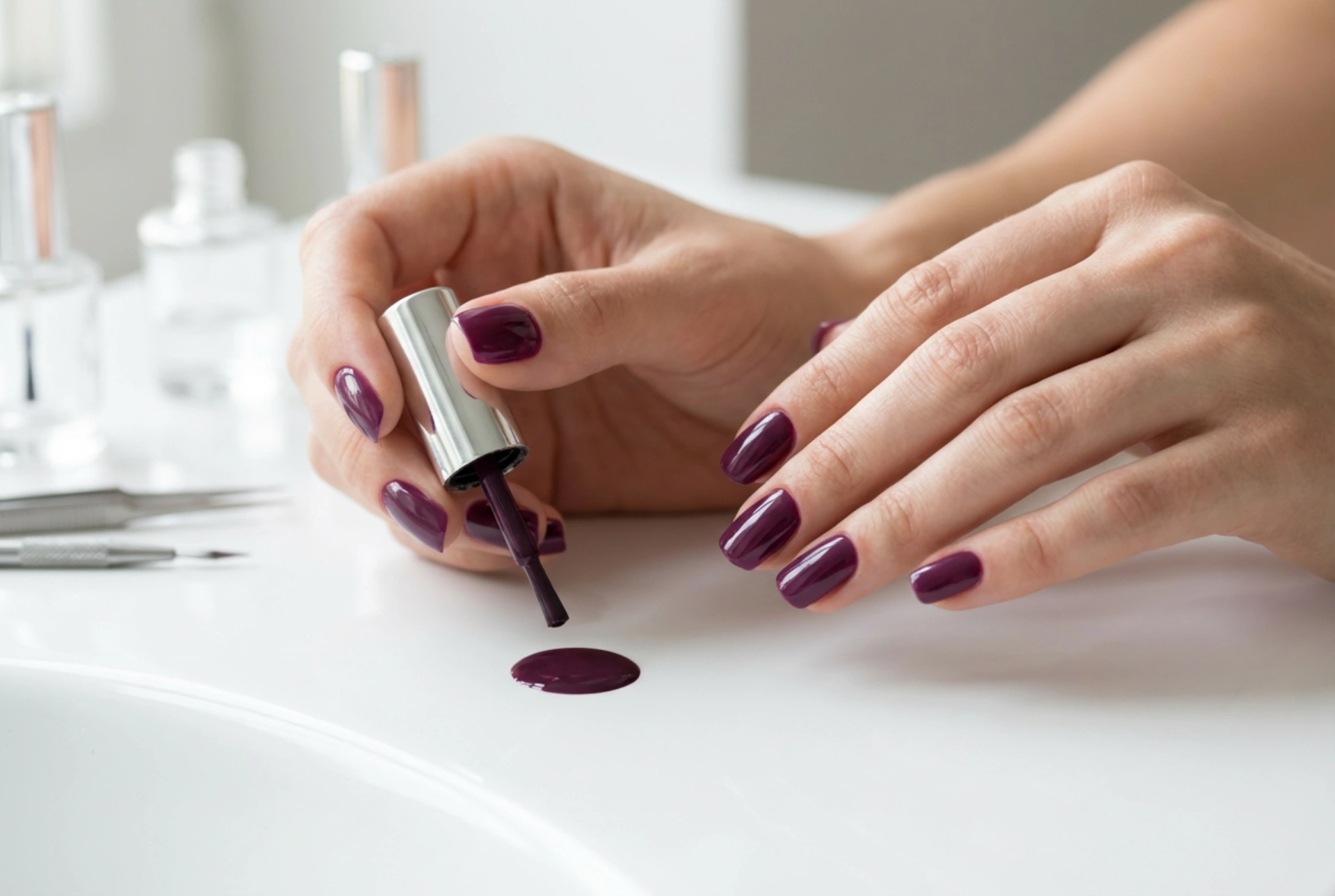 Сливов гел лак: подготовка, нанасяне и декорации