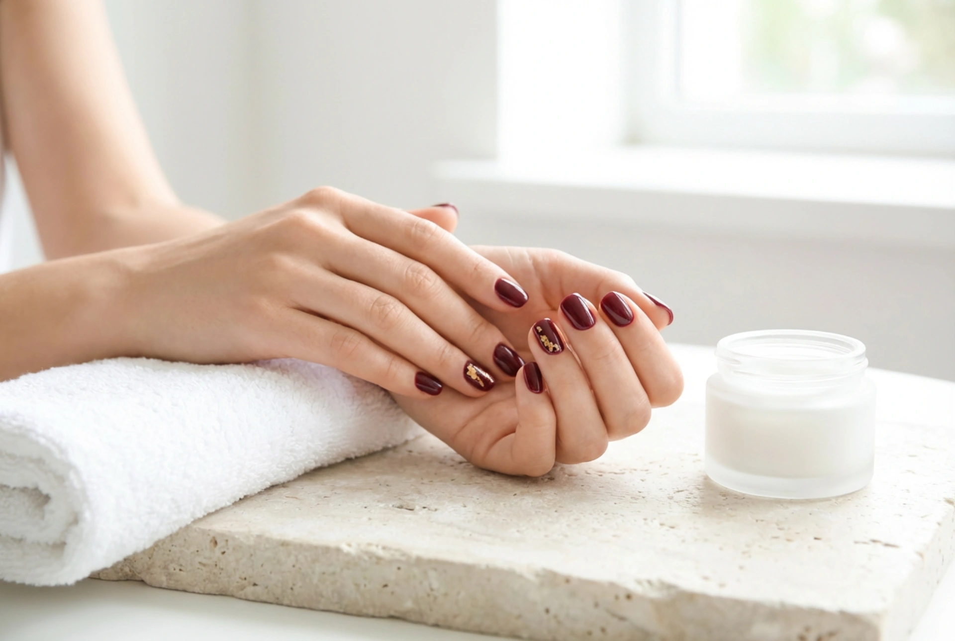 Бордо и злато на ноктите: елегантен дует в 5 лесни стъпки