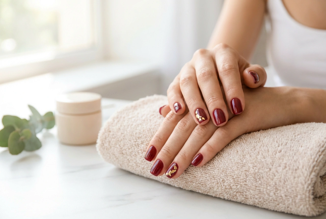 Нокти в бордо и злато: как да комбинирате нюанси и декорации стъпка по стъпка