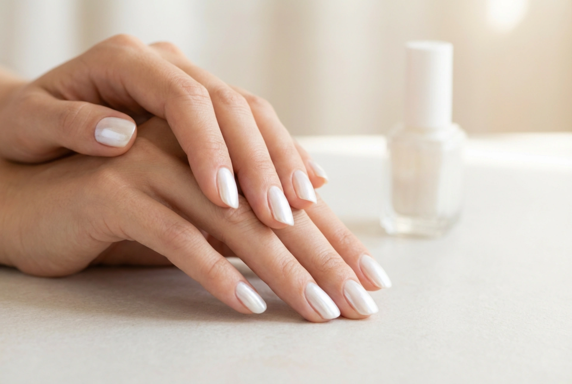 Перлени бели нокти: нанасяне на перлен лак без ивици