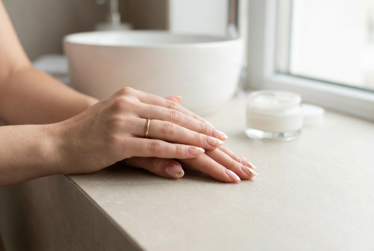 Розов маникюр със злато: елегантни акценти стъпка по стъпка