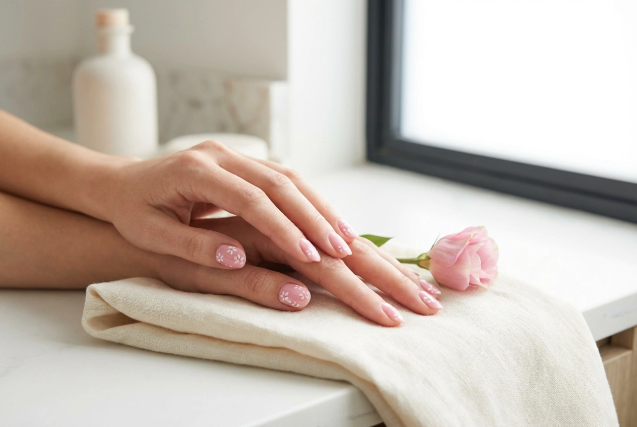 Цветя върху ноктите: розов маникюр с цветя стъпка по стъпка
