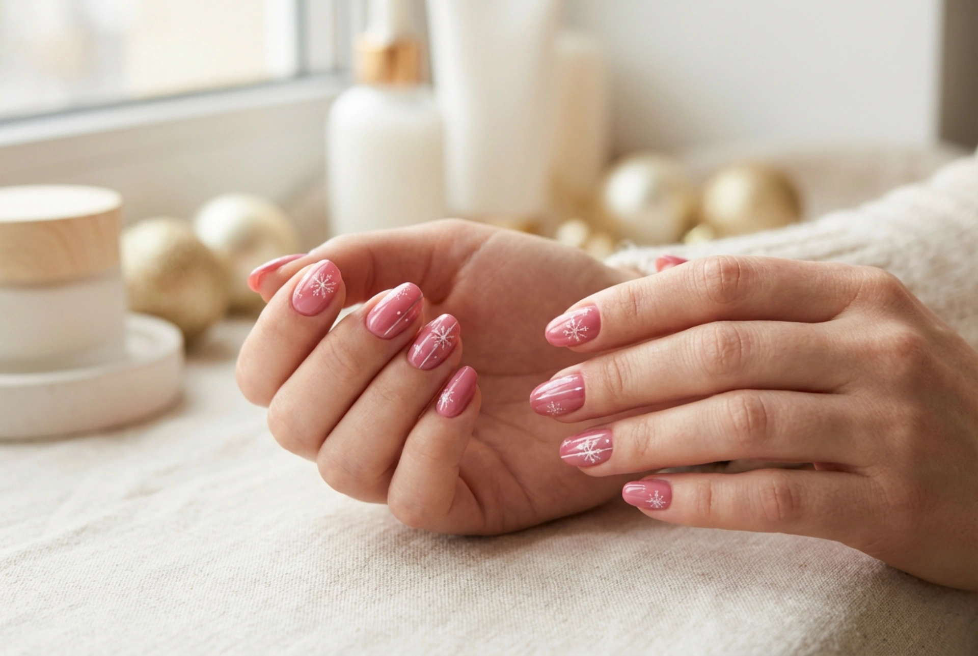 Празници в розово: розов коледен маникюр с прости дизайни