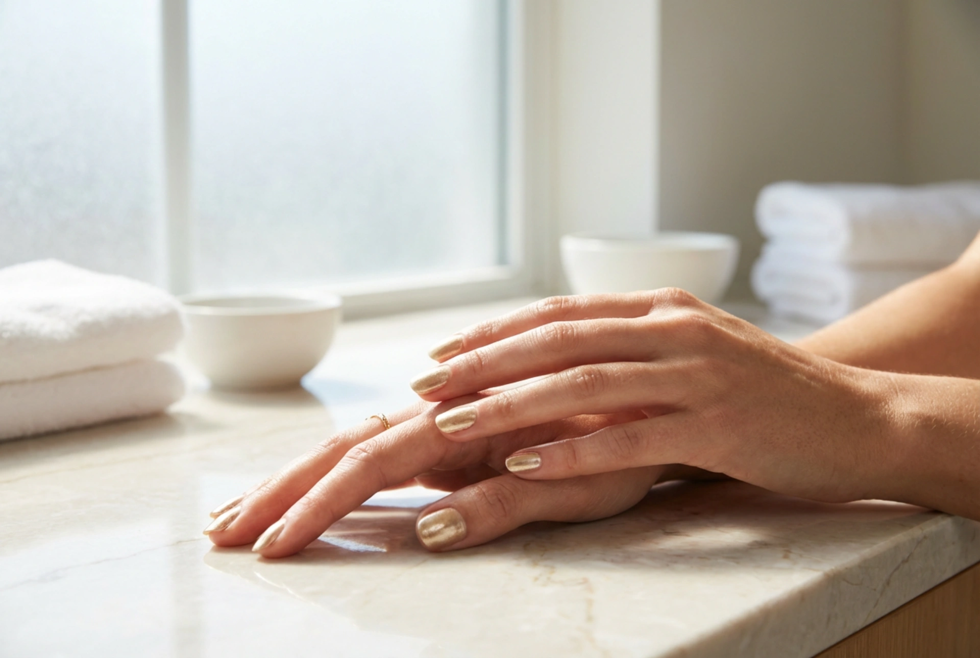 Златни нокти за сватба стъпка по стъпка: фин блясък без кич