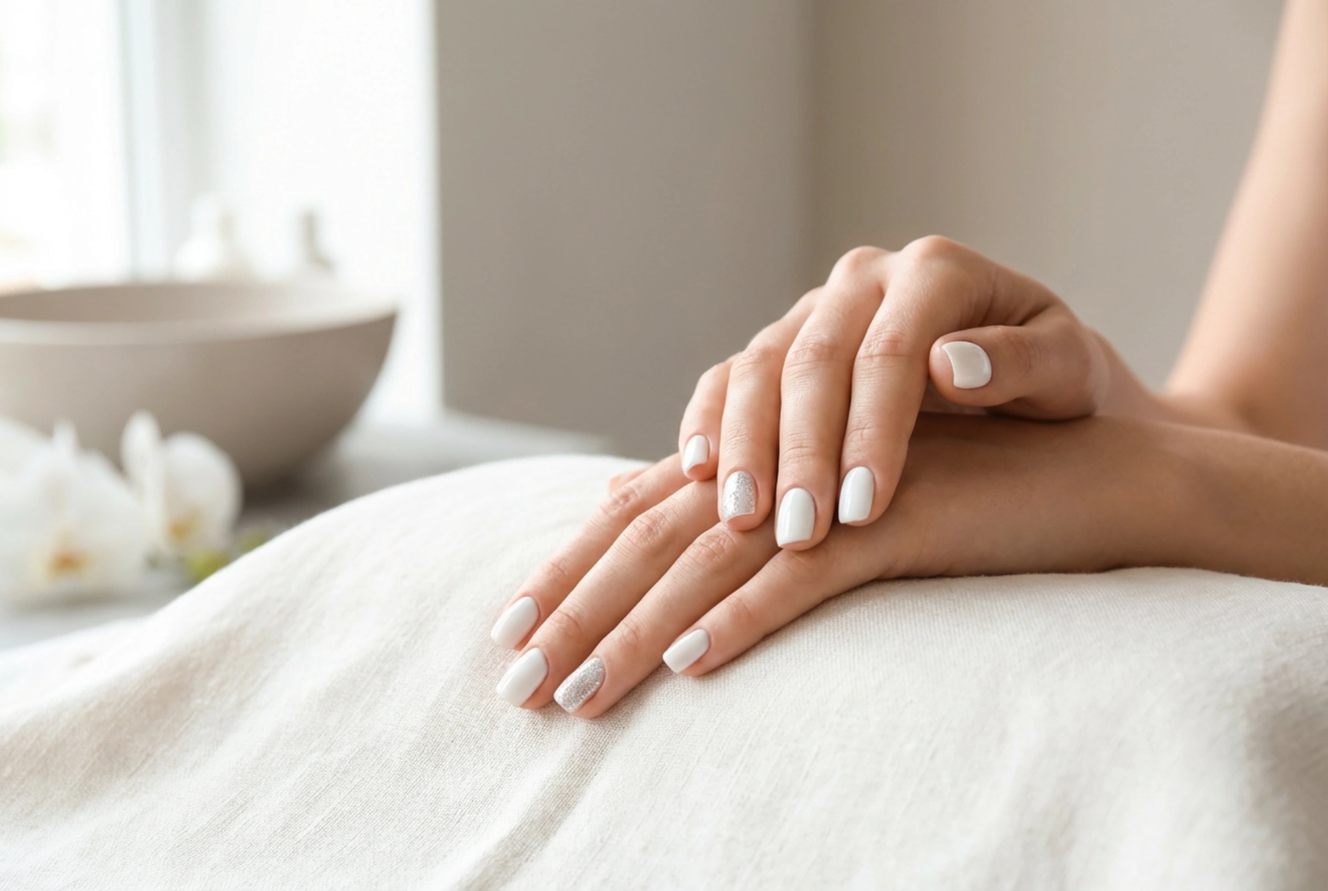 Бели нокти със сребърен акцент: прости декорации и завършек