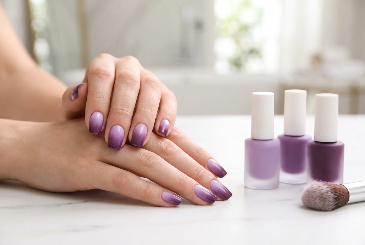 Лилав омбре маникюр стъпка по стъпка: как да смесваме нюанси