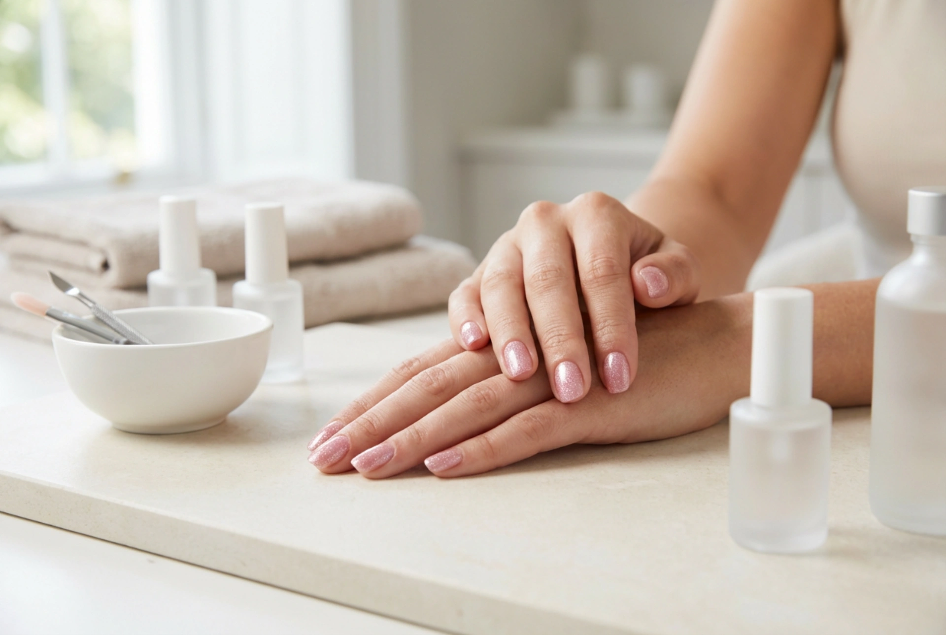 Розови нокти с брокат: три лесни техники за нанасяне