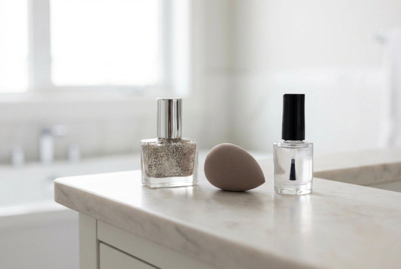 Хибридни лакове с брокат: равномерно нанасяне, гъбичка и топ лак