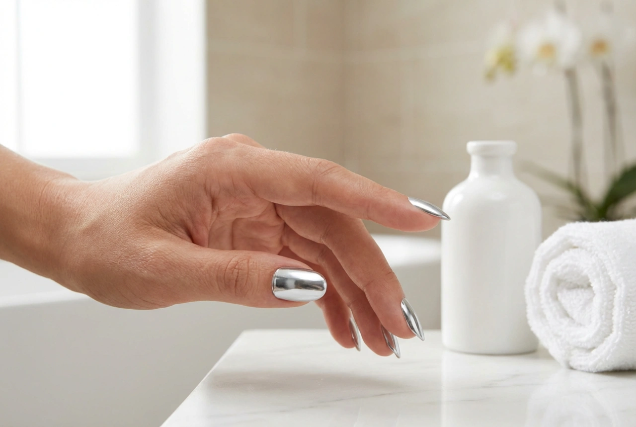 Нокти с прашец у дома: как да постигнете огледален ефект и да избегнете ивици