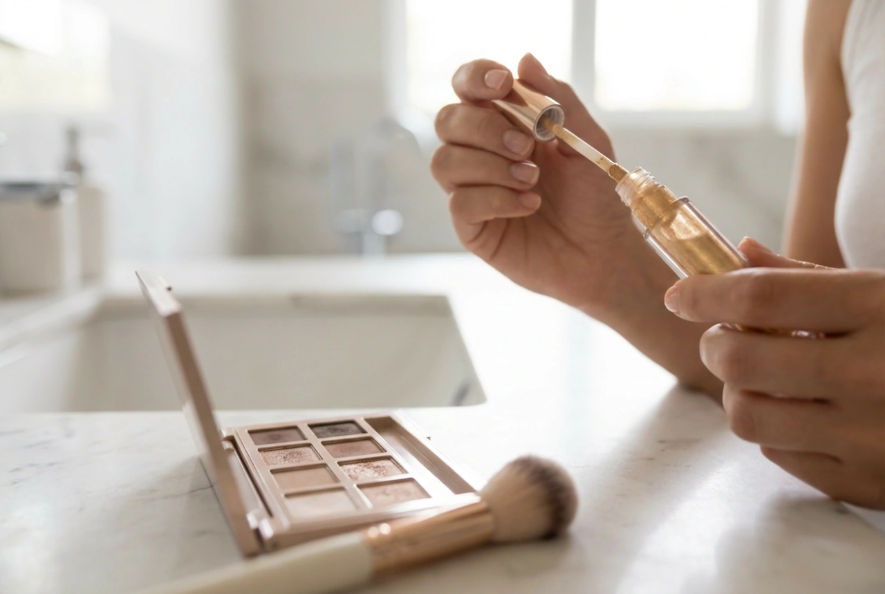 Течни сенки за очи: техники за нанасяне и комбиниране с прахообразни