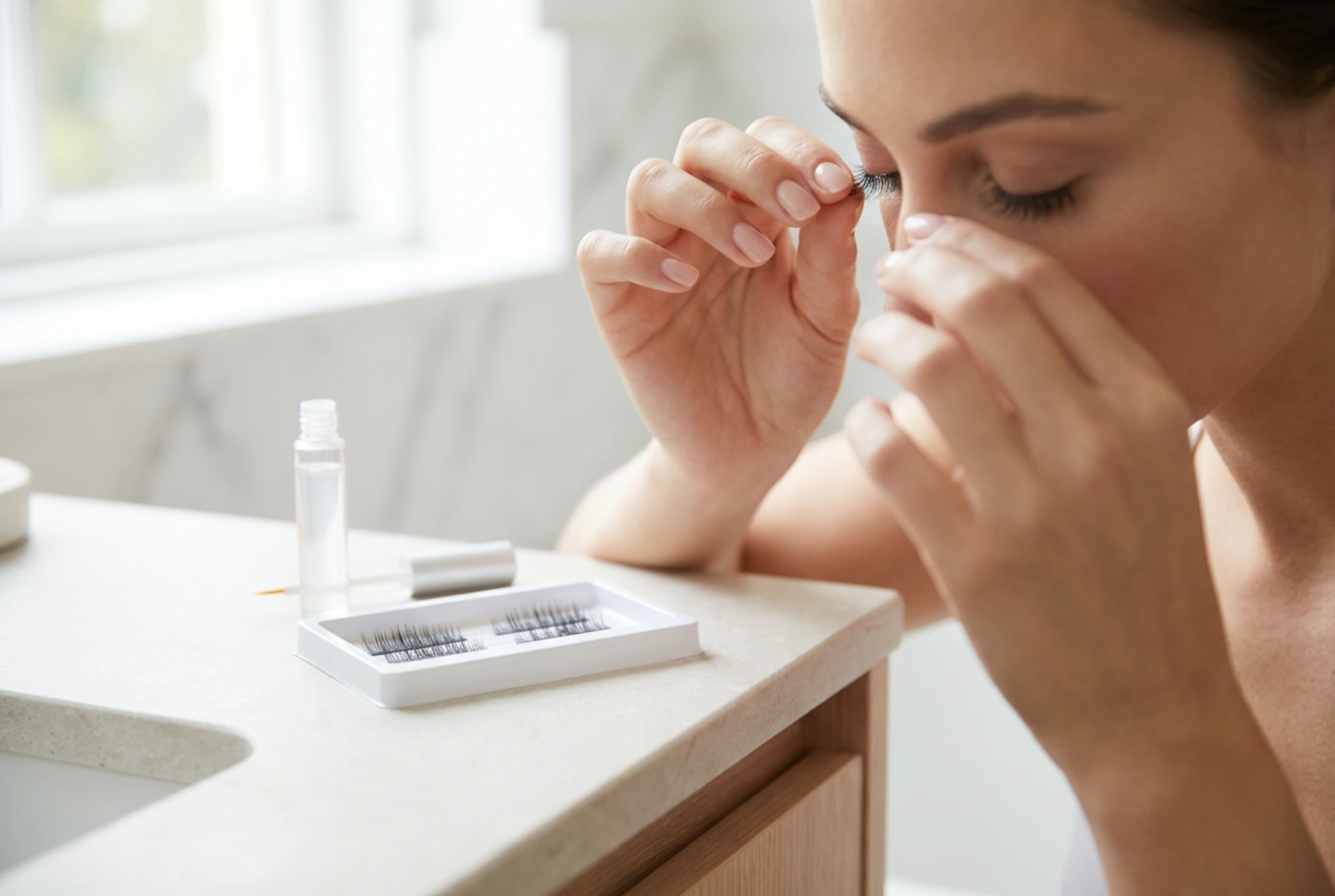 Мигли на лента за начинаещи: подрязване, лепило, нанасяне