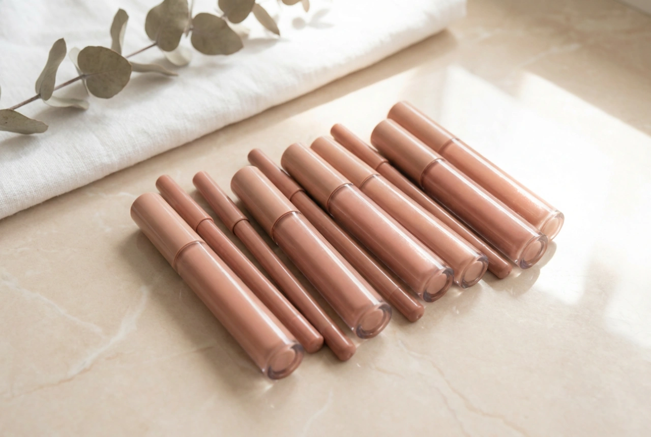 Нюд гланцове за устни: фин блясък, комбиниране с молив и корекции